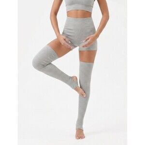 Alo Yoga Goddess Ribbed Thigh High Leg Warmers Balletcore Light Gray XS/S